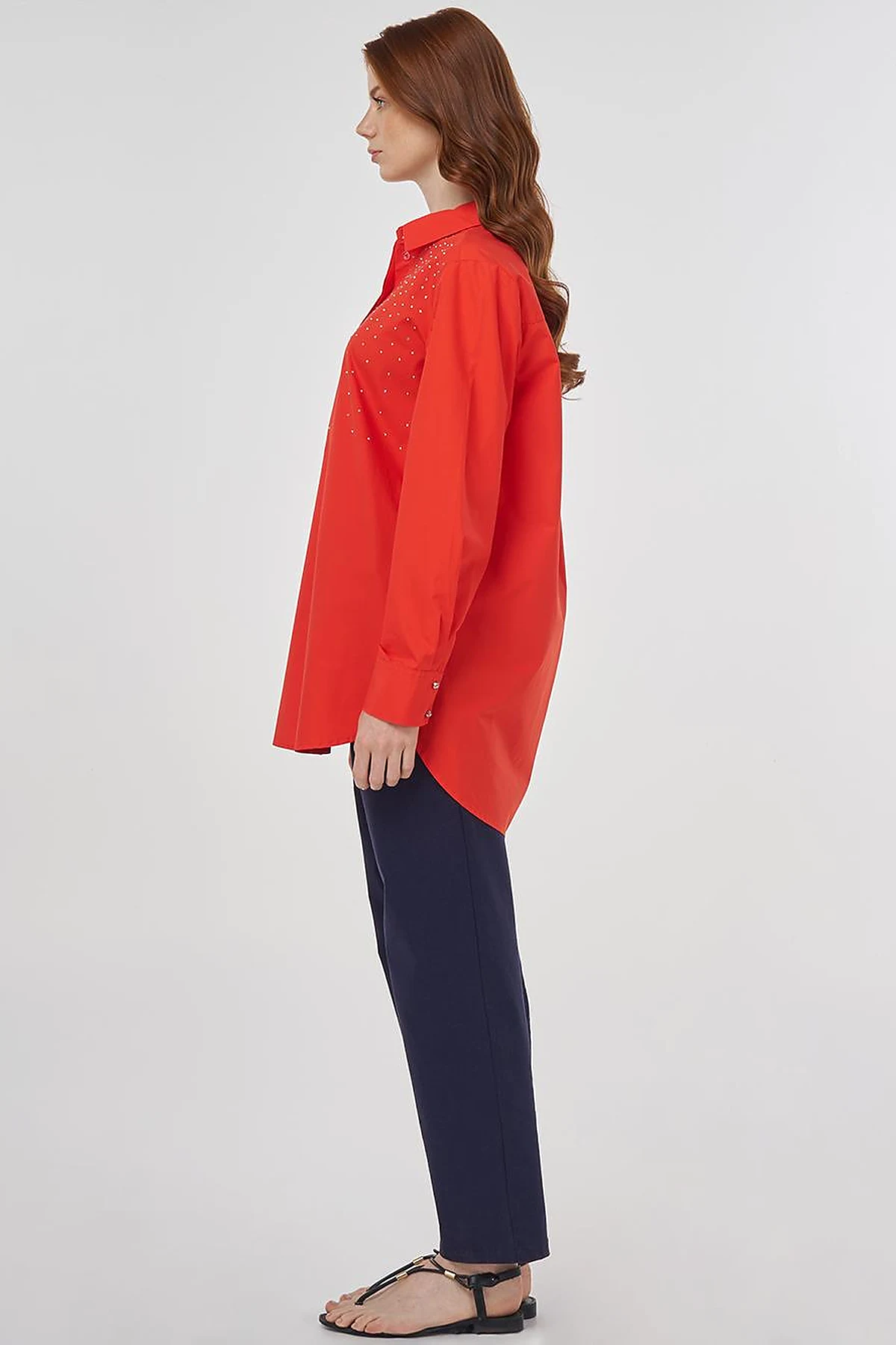 100% Cotton Tunic with Hotfix Print Poppy Red