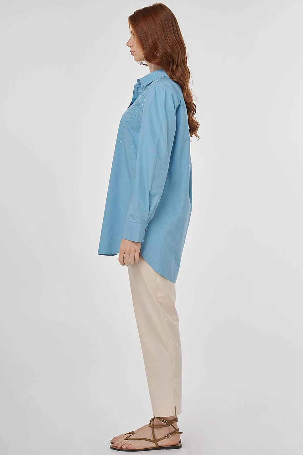 100% Cotton Tunic with Hotfix Print Dusty Smoke