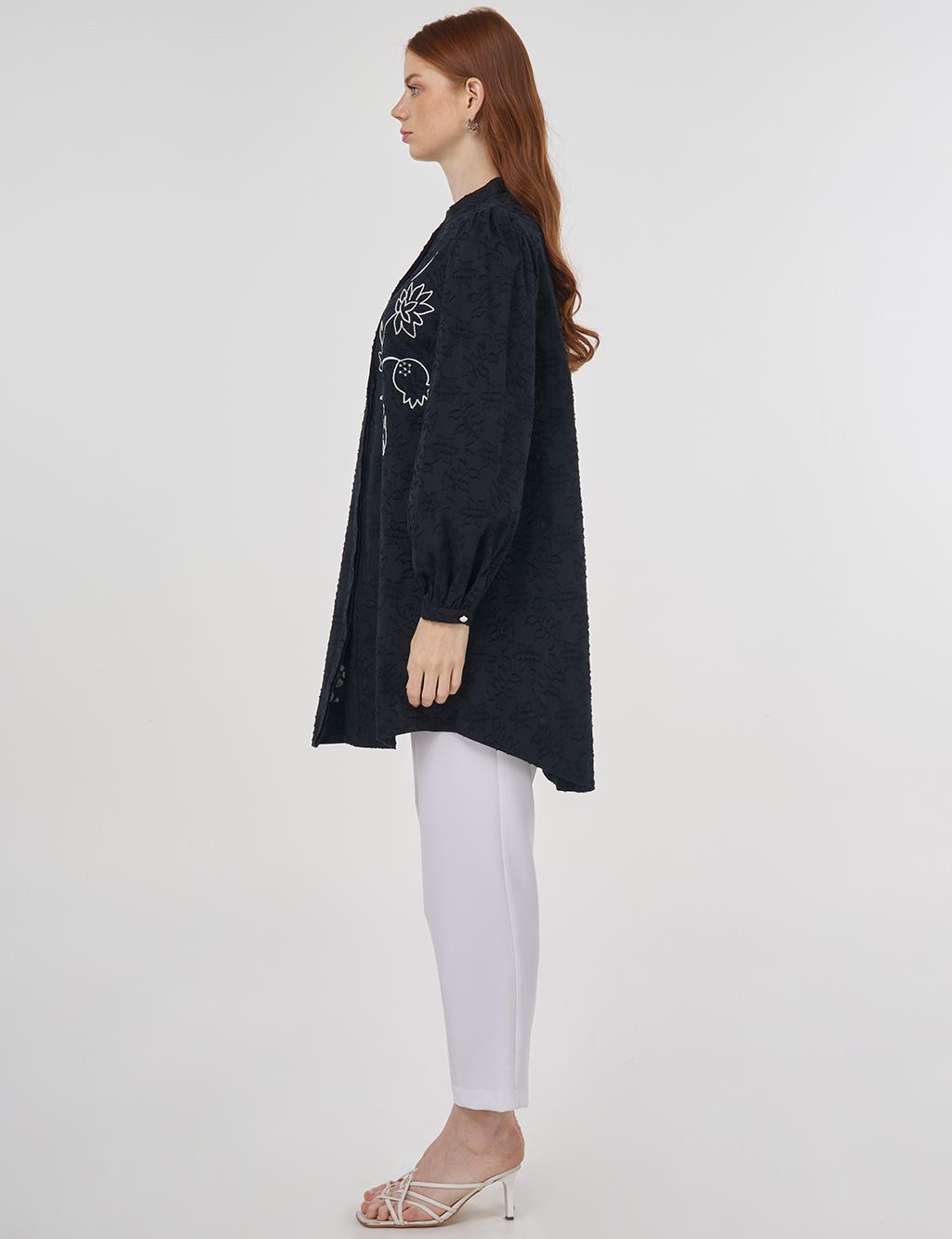 Embroidered Cotton Blouse Black
