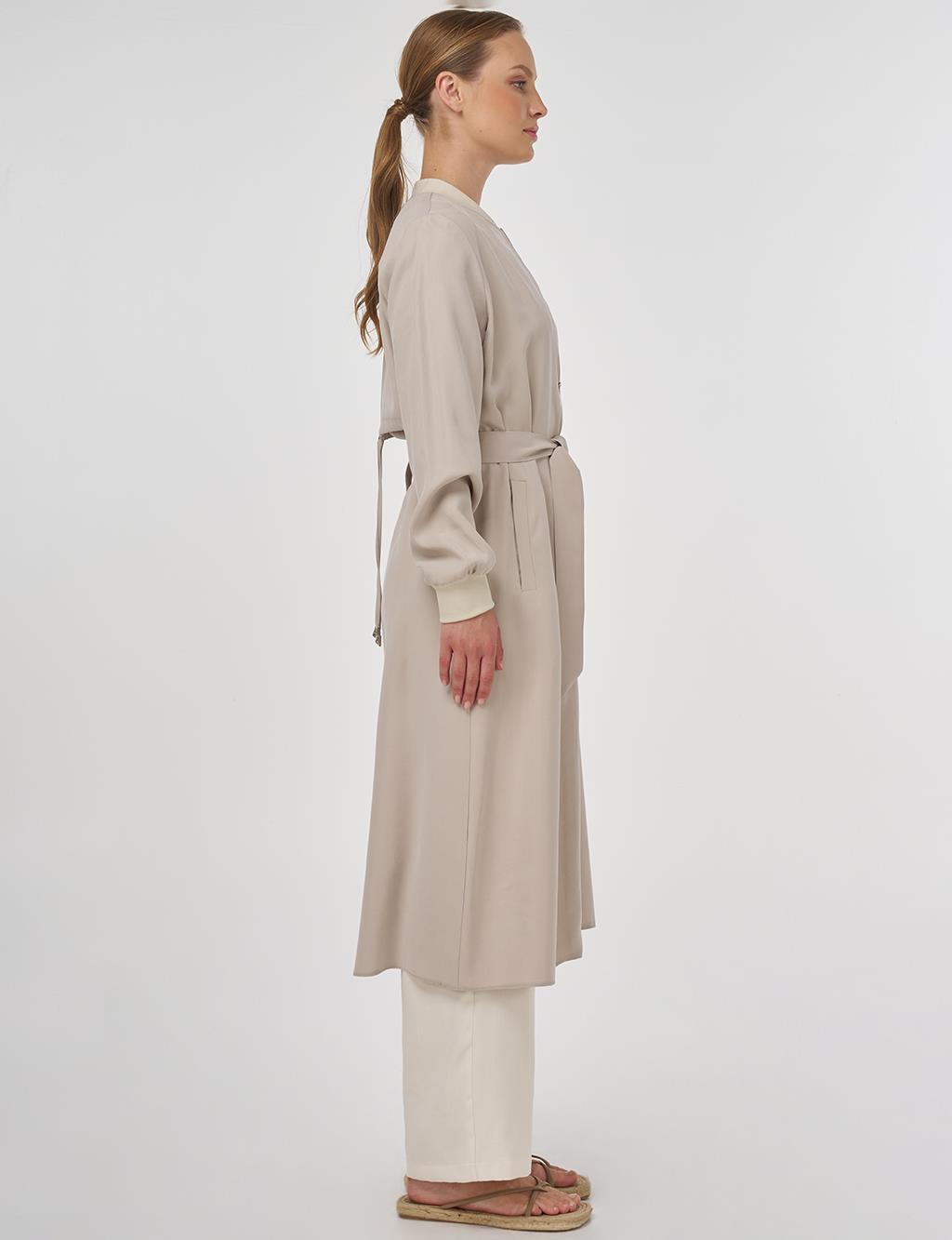 Windbreaker Detailed Modal Throw-On Stone