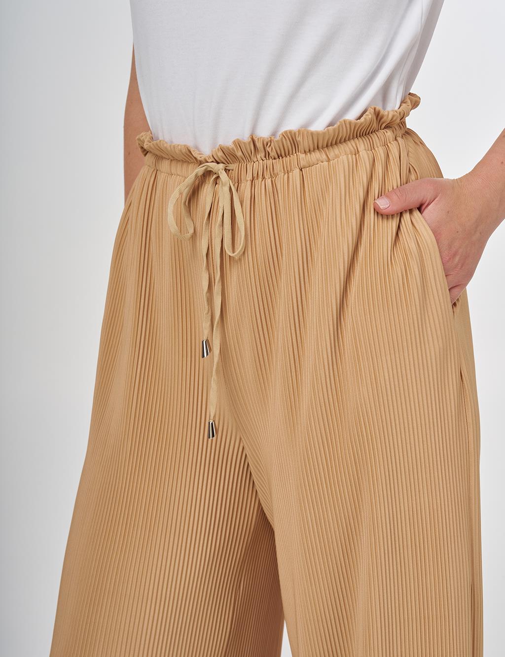 Drawstring Relaxed Fit Pants Beige