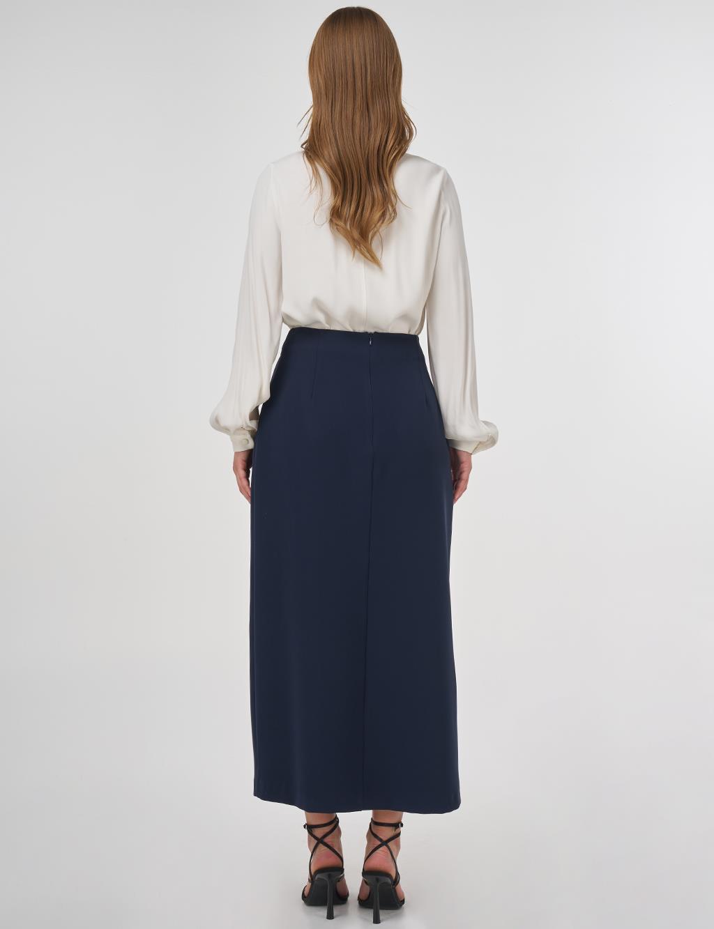 Envelope Detail Pencil Skirt Dark Navy