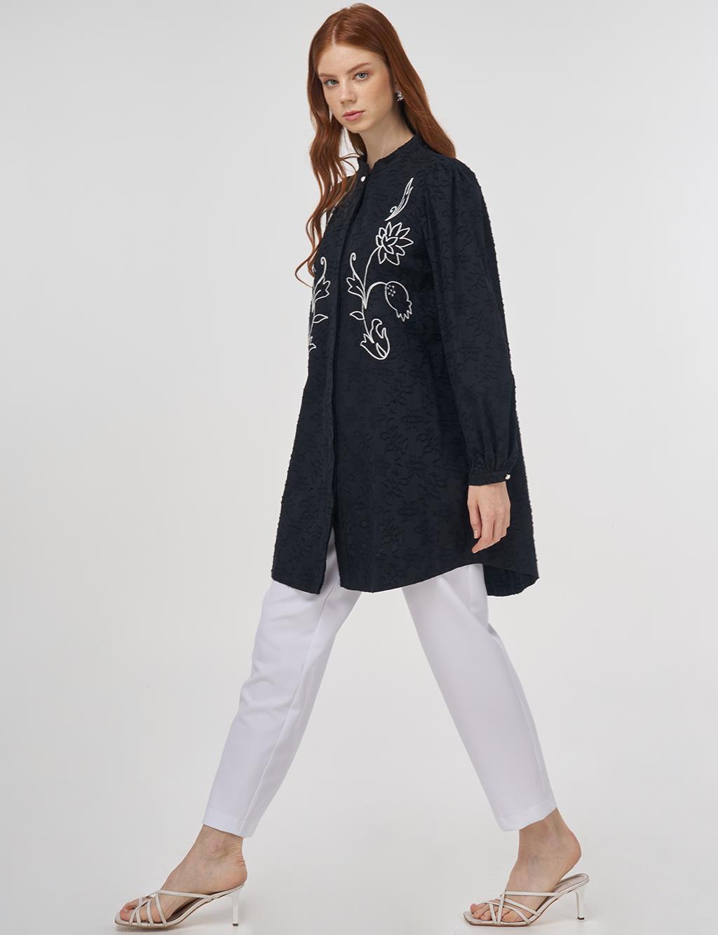 Embroidered Cotton Blouse Black