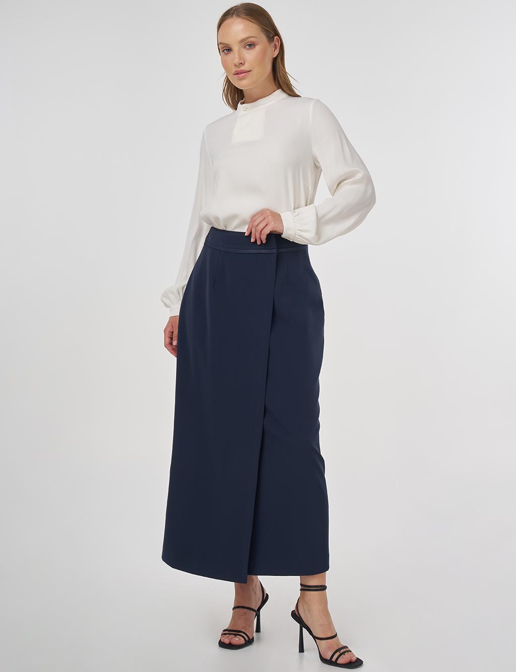 Envelope Detail Pencil Skirt Dark Navy