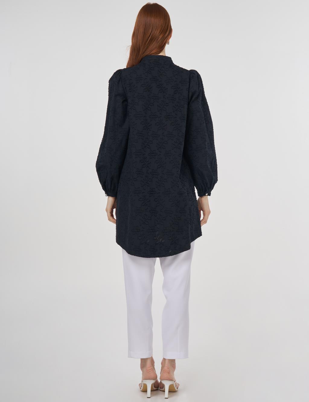 Embroidered Cotton Blouse Black