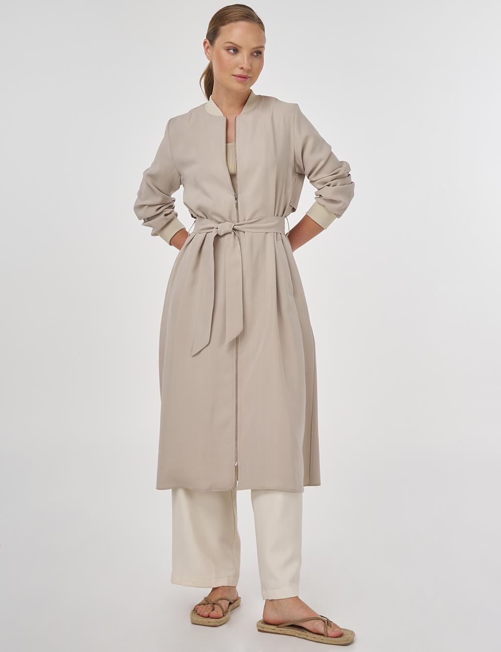 Windbreaker Detailed Modal Throw-On Stone