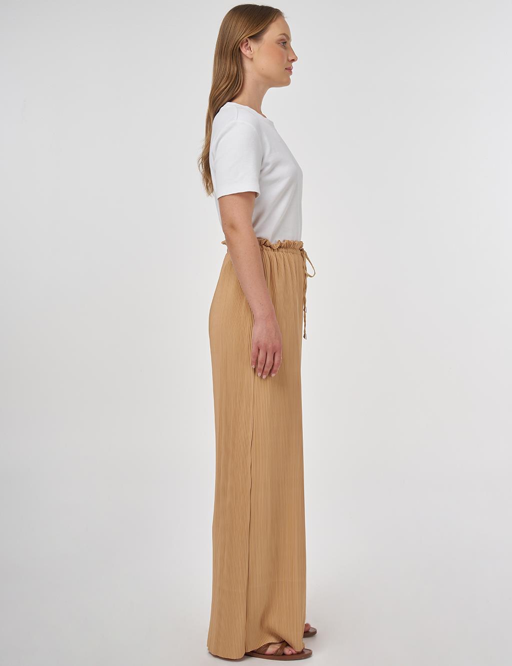 Drawstring Relaxed Fit Pants Beige