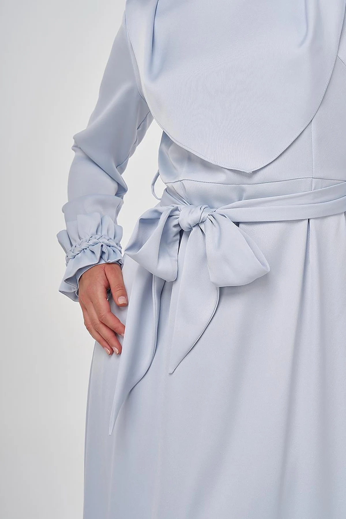 Satin Dress with Collar Detail Blue