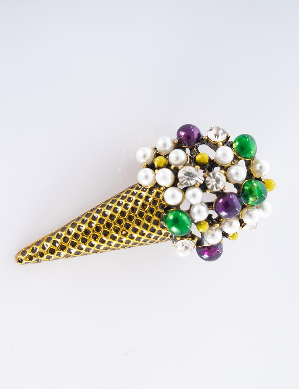 Antique Gold Ice Cream-Shaped Brooch