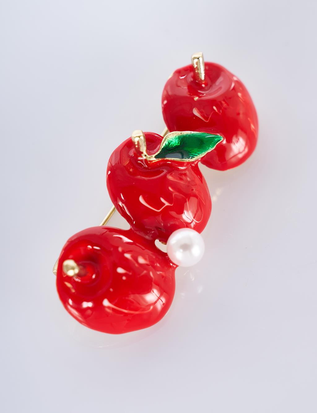 Red Multi-Apple-Shaped Brooch