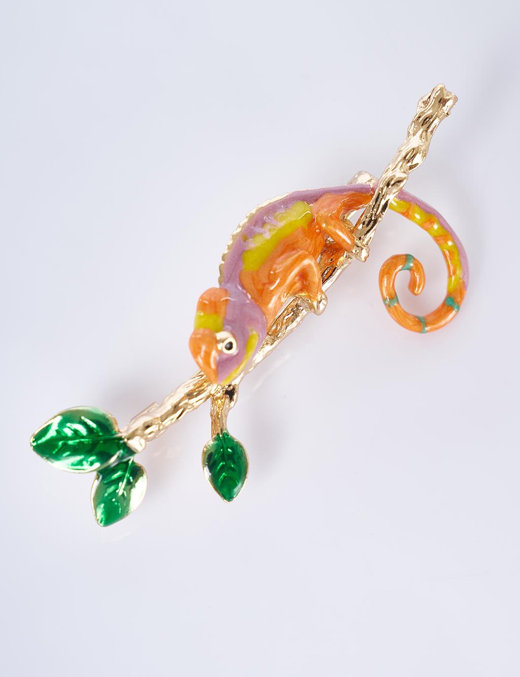 Gold Chameleon-Shaped Brooch