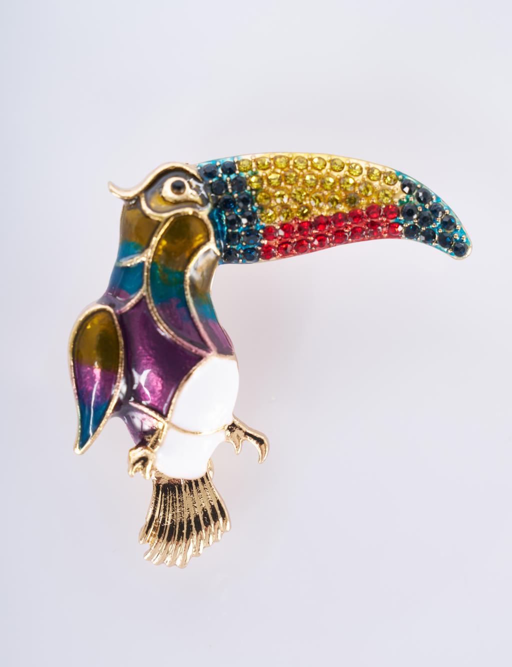 Gold Toucan Bird-Shaped Brooch
