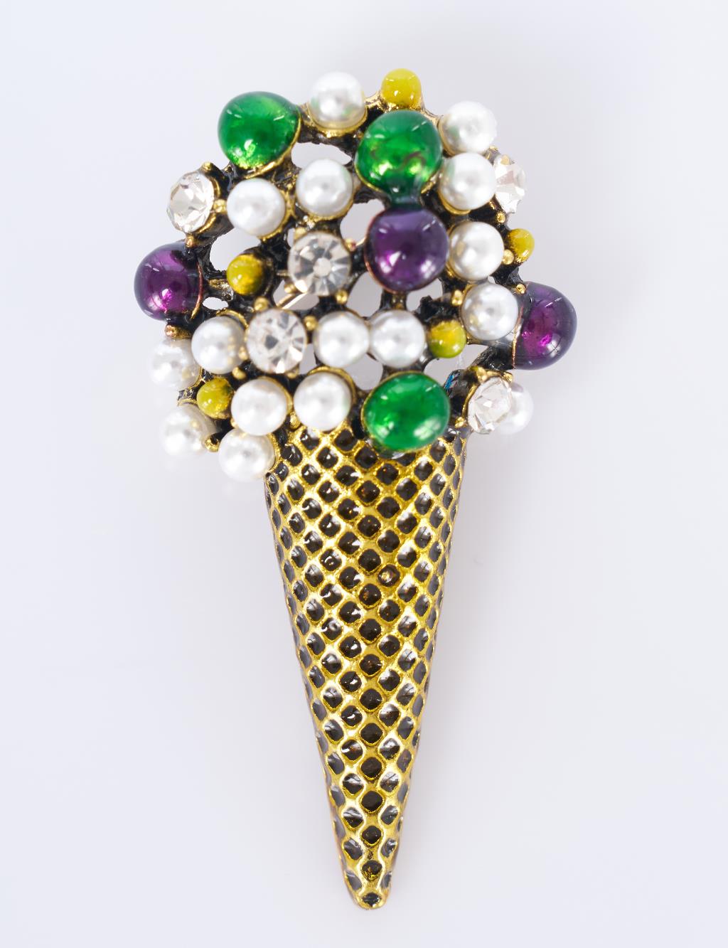 Antique Gold Ice Cream-Shaped Brooch