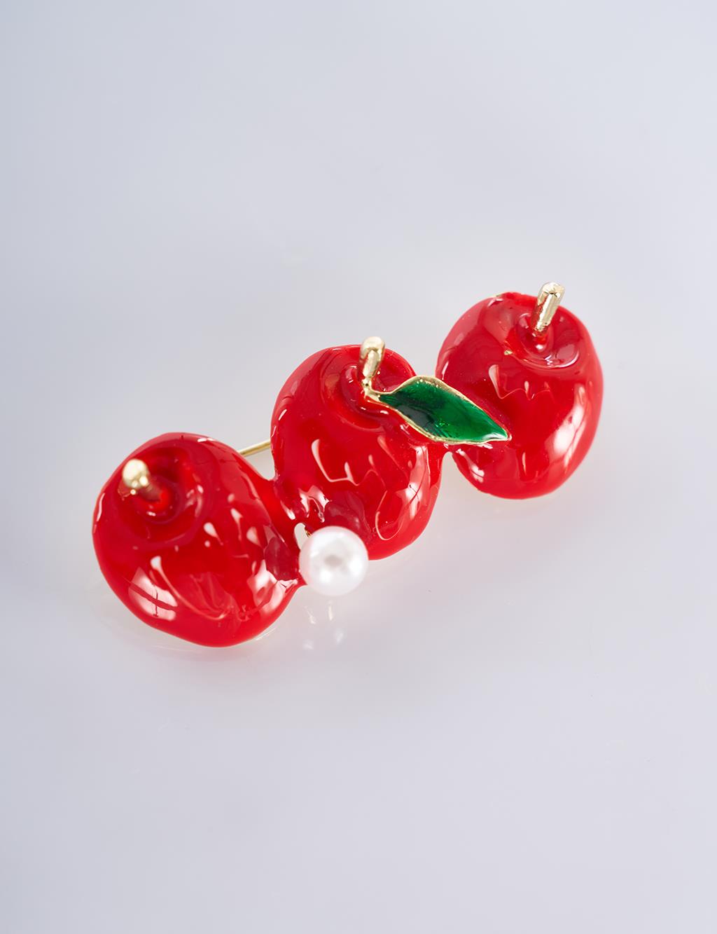 Red Multi-Apple-Shaped Brooch