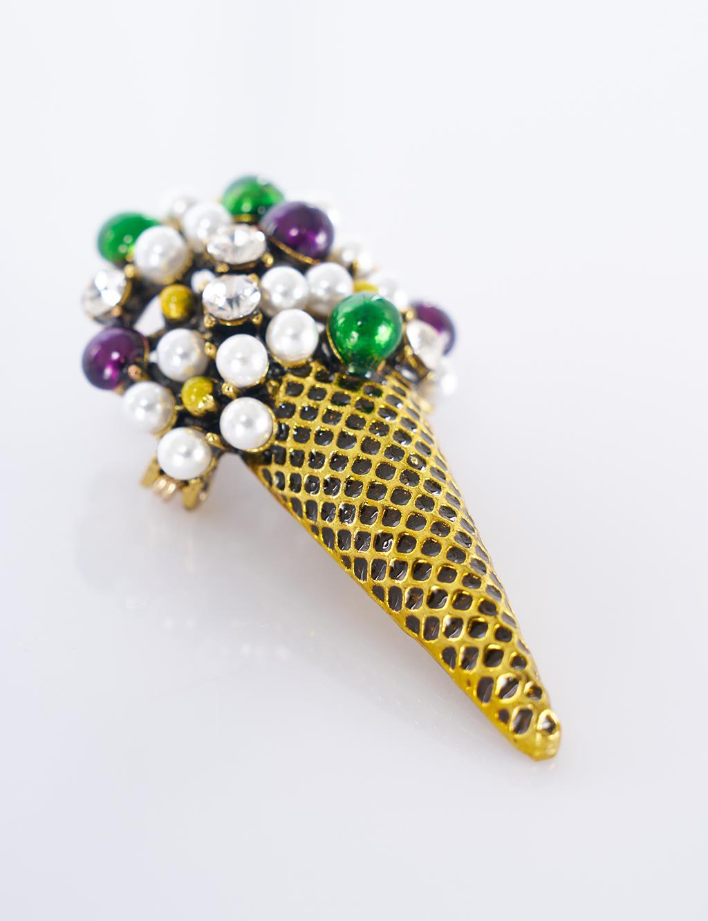 Antique Gold Ice Cream-Shaped Brooch