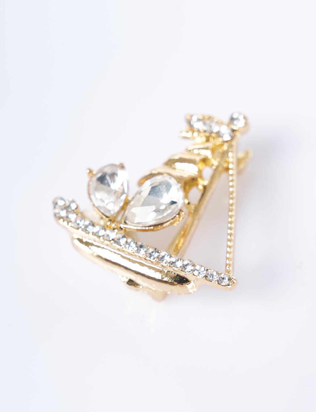 Gold Sailboat-Shaped Brooch
