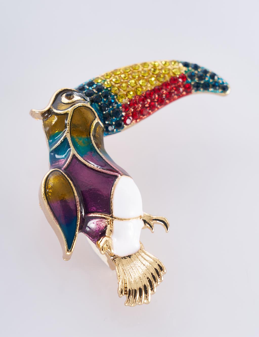 Gold Toucan Bird-Shaped Brooch
