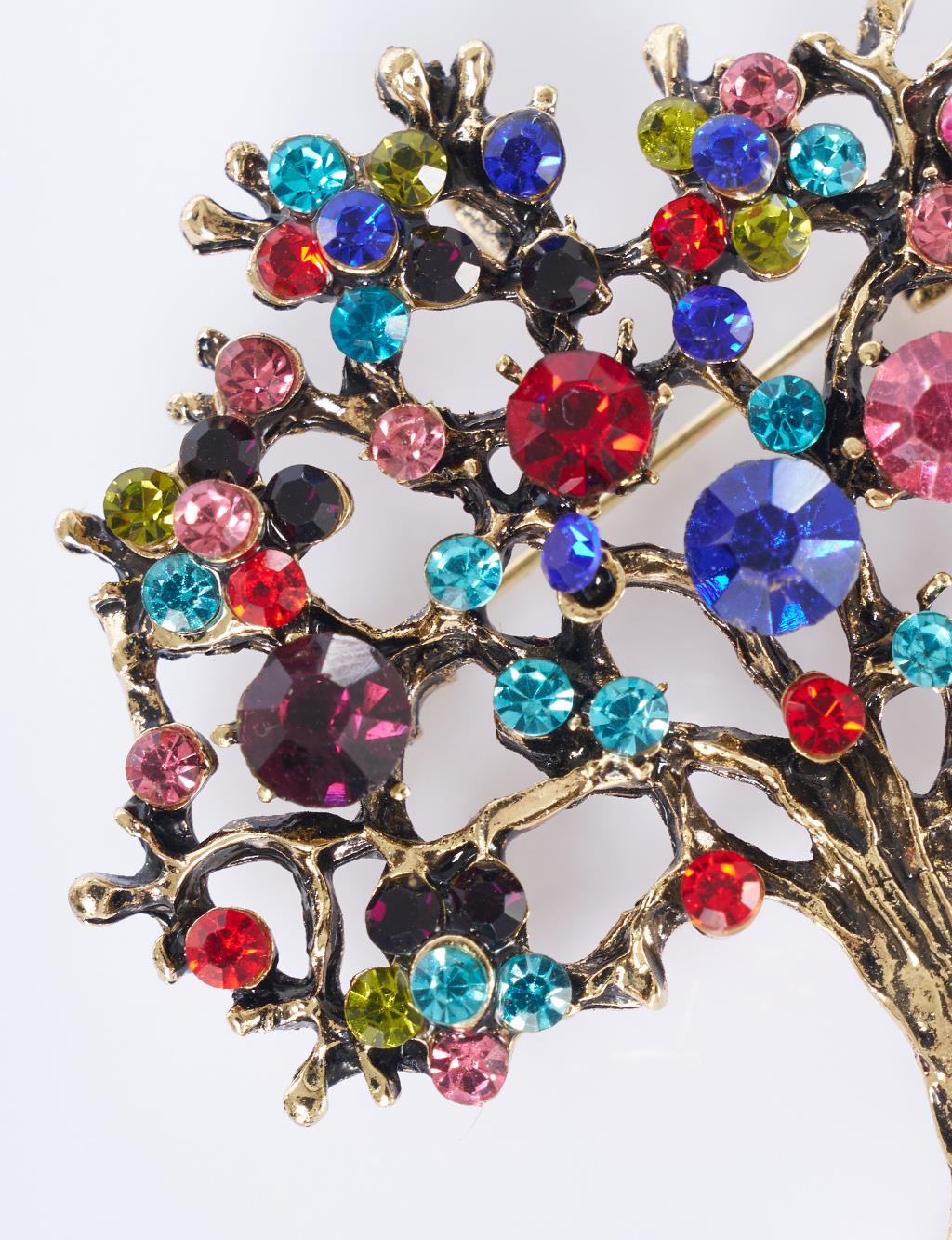 Rainbow Tree of Life-Shaped Brooch