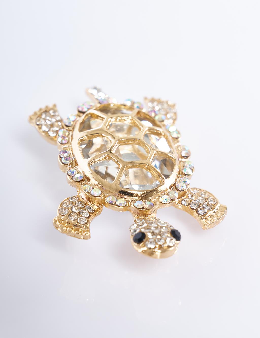 Light Gold Turtle-Shaped Brooch