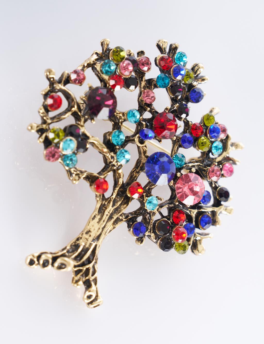 Rainbow Tree of Life-Shaped Brooch
