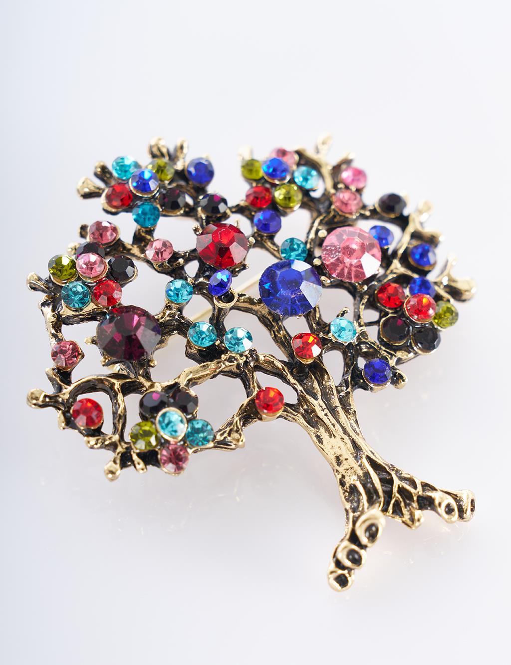 Rainbow Tree of Life-Shaped Brooch
