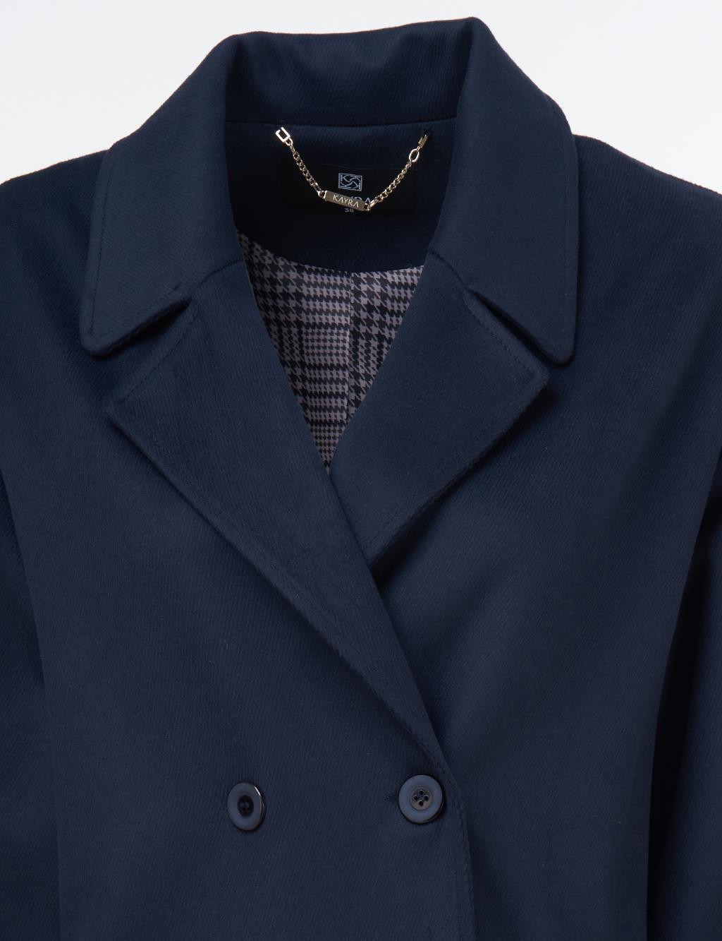 Double-Breasted Cashmere Coat Dark Navy 