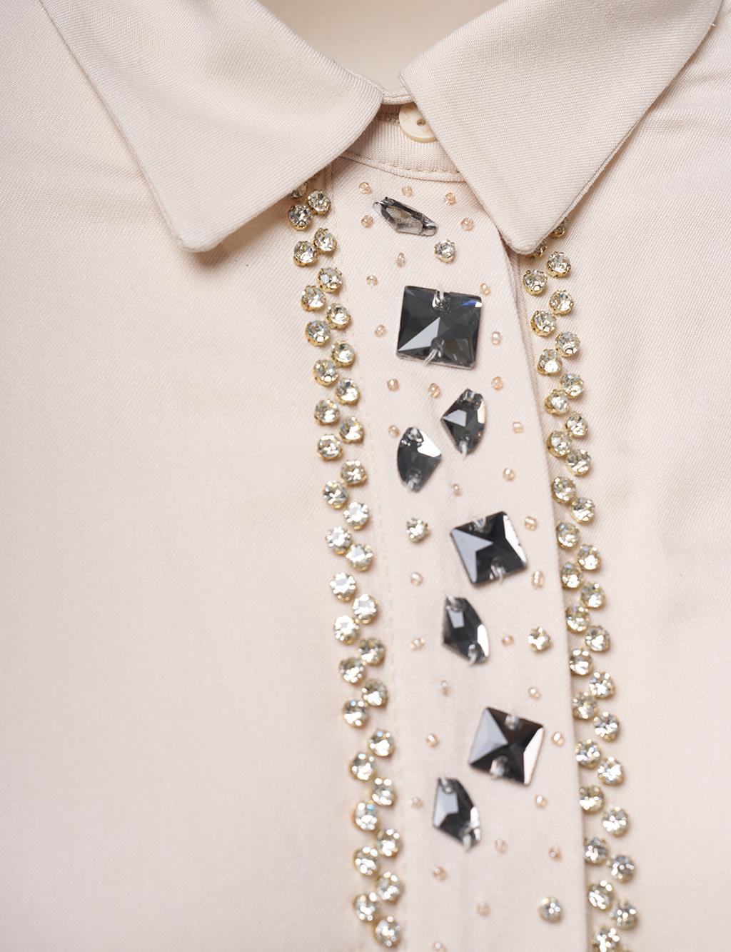 Stone-Embellished Elegant Blouse Stone