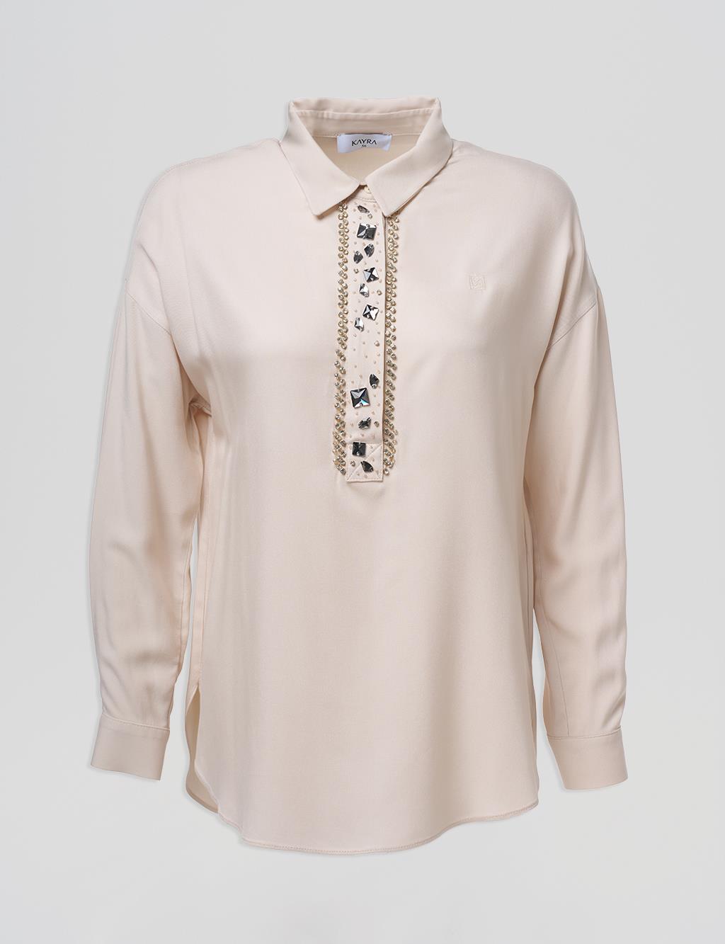 Stone-Embellished Elegant Blouse Stone