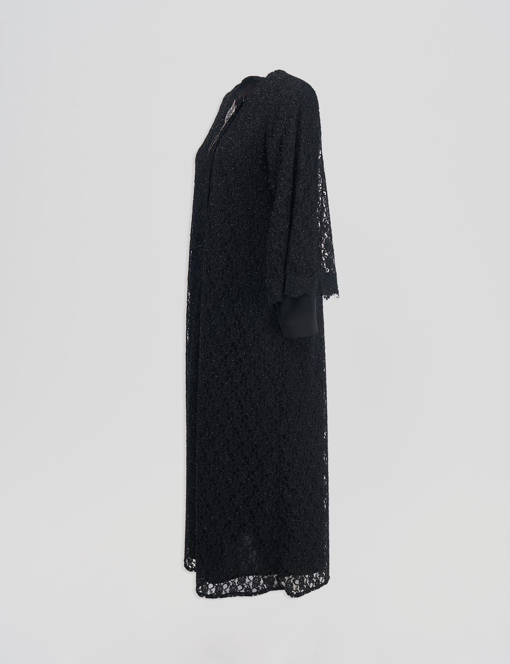 Lace Layered Throw-On Black