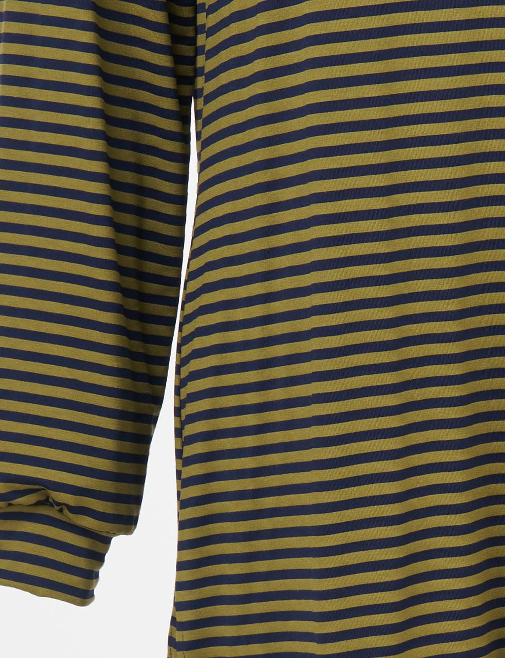 Striped Pattern Viscose Sweatshirt Navy Blue