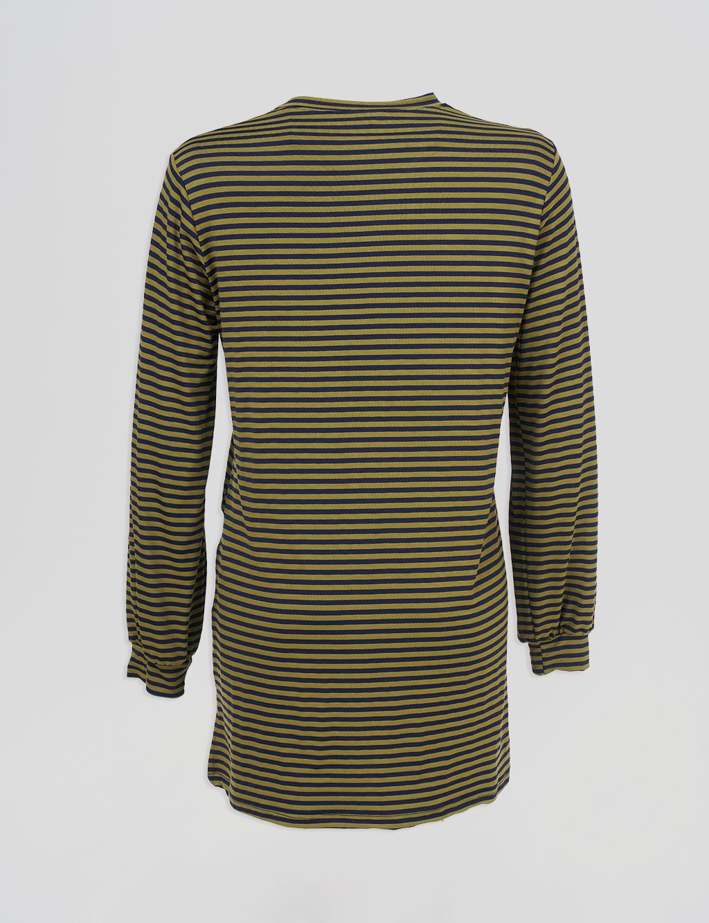 Striped Pattern Viscose Sweatshirt Navy Blue