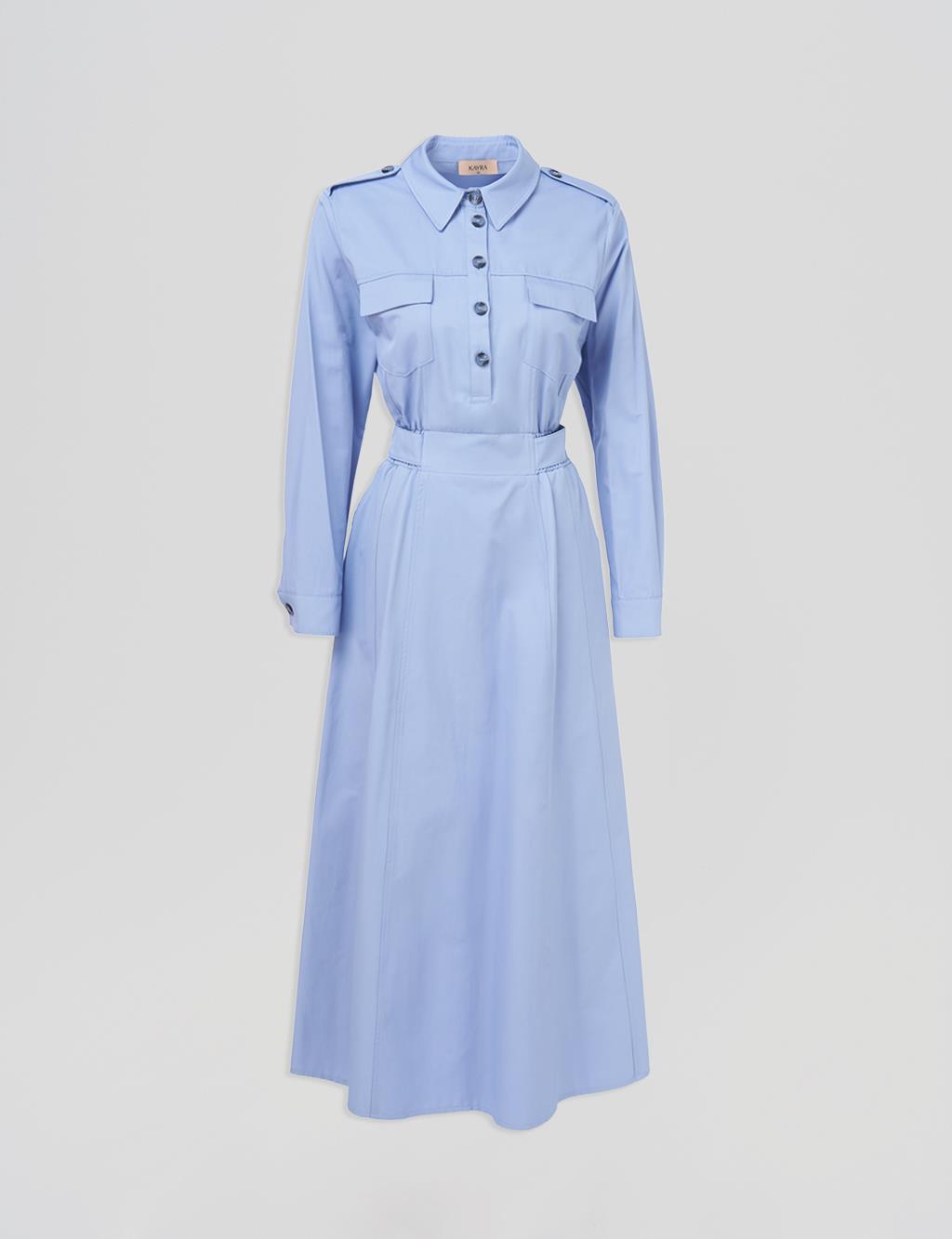 Elasticated Waist Maxi Dress Air Force Blue