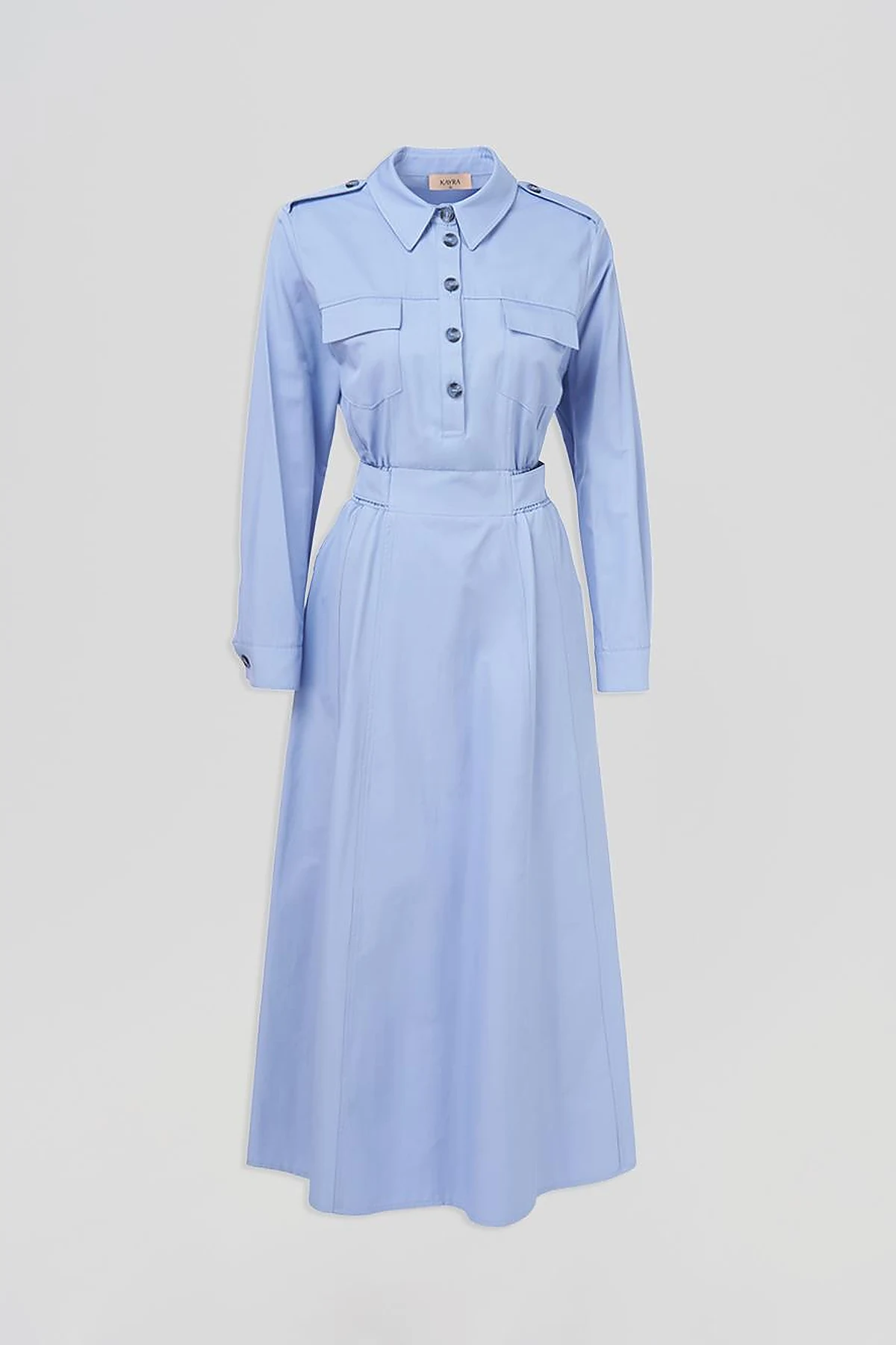 Elasticated Waist Maxi Dress Air Force Blue