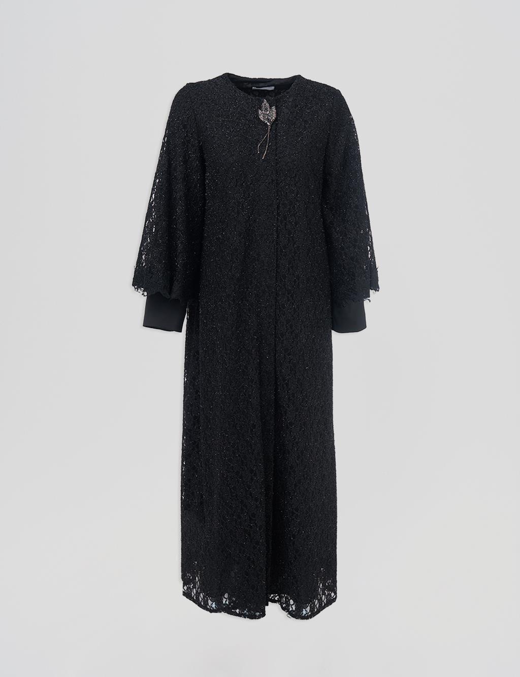 Lace Layered Throw-On Black