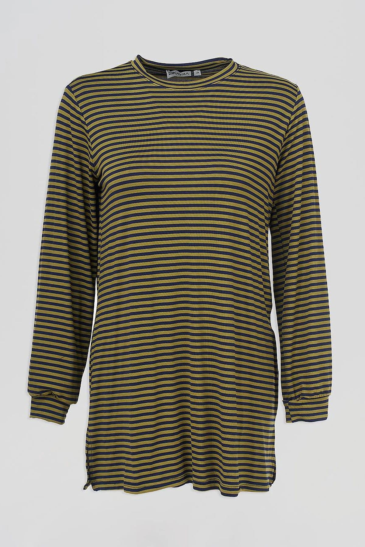 Çizgi Desen Viskon Sweatshirt Lacivert 