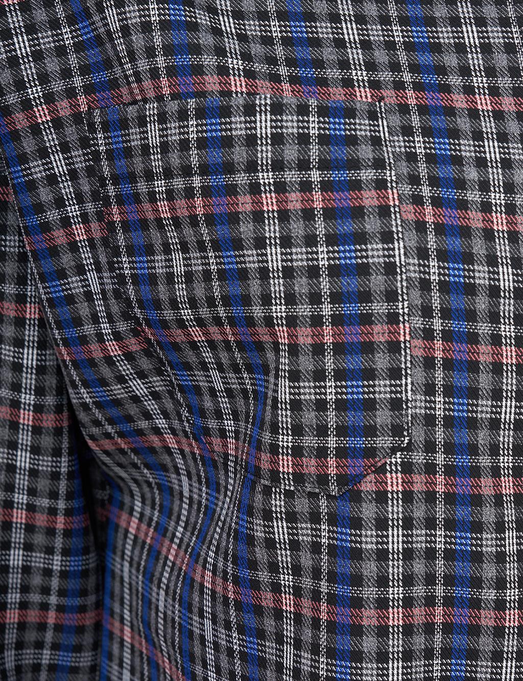 Plaid Shirt Collar Tunic Brown