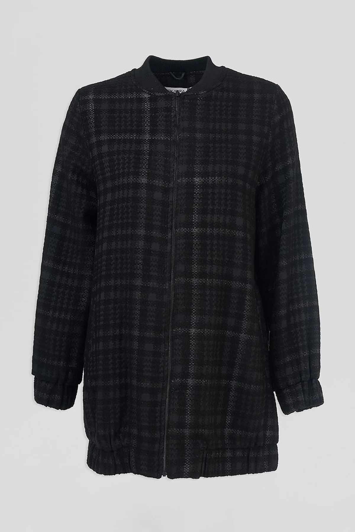 Checkered Pattern Basic Jacket Black