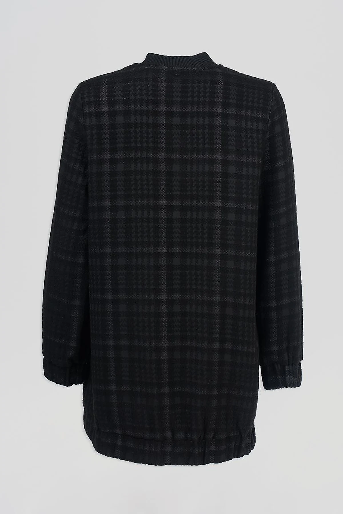Checkered Pattern Basic Jacket Black