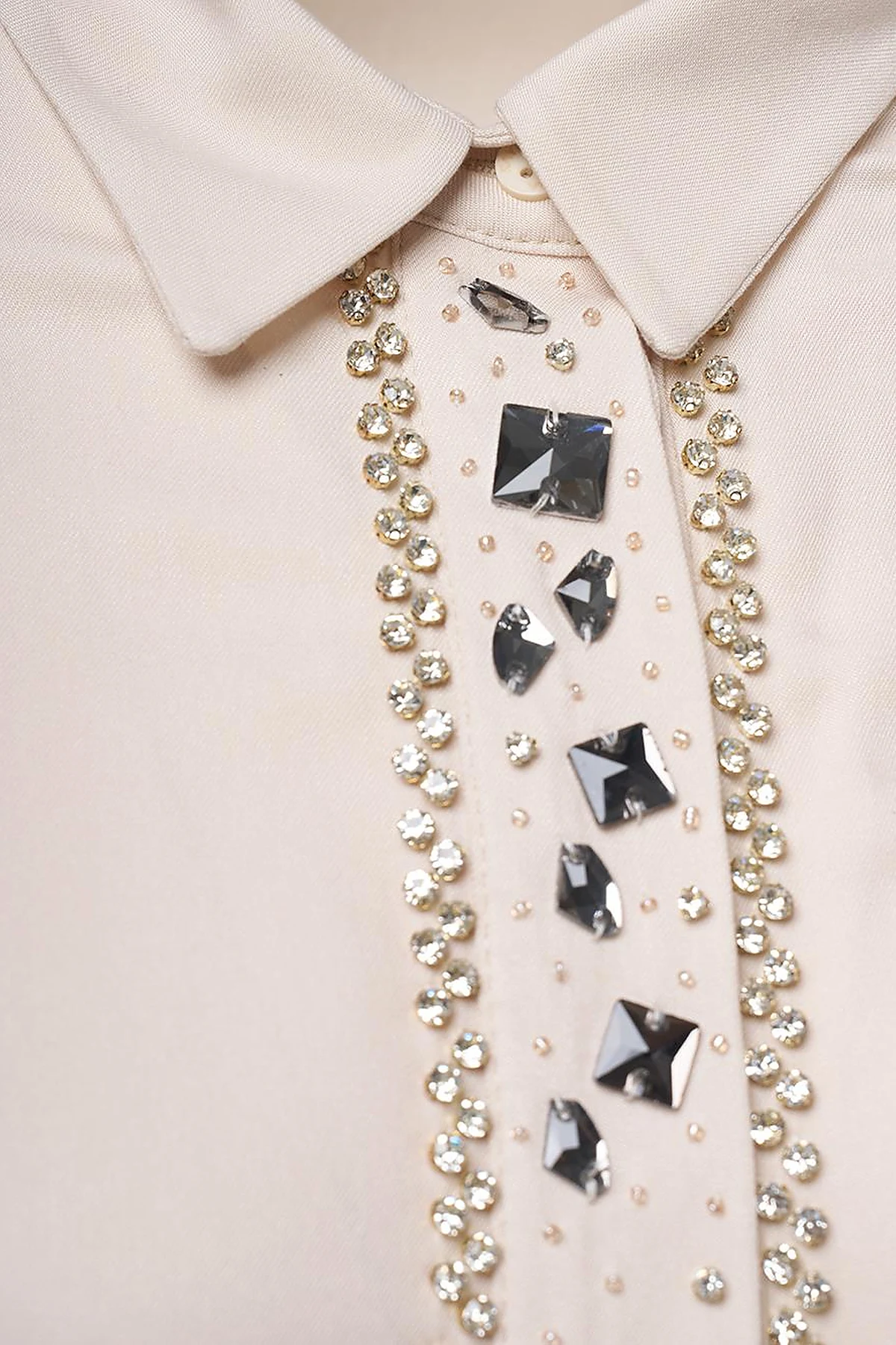 Stone-Embellished Elegant Blouse Stone
