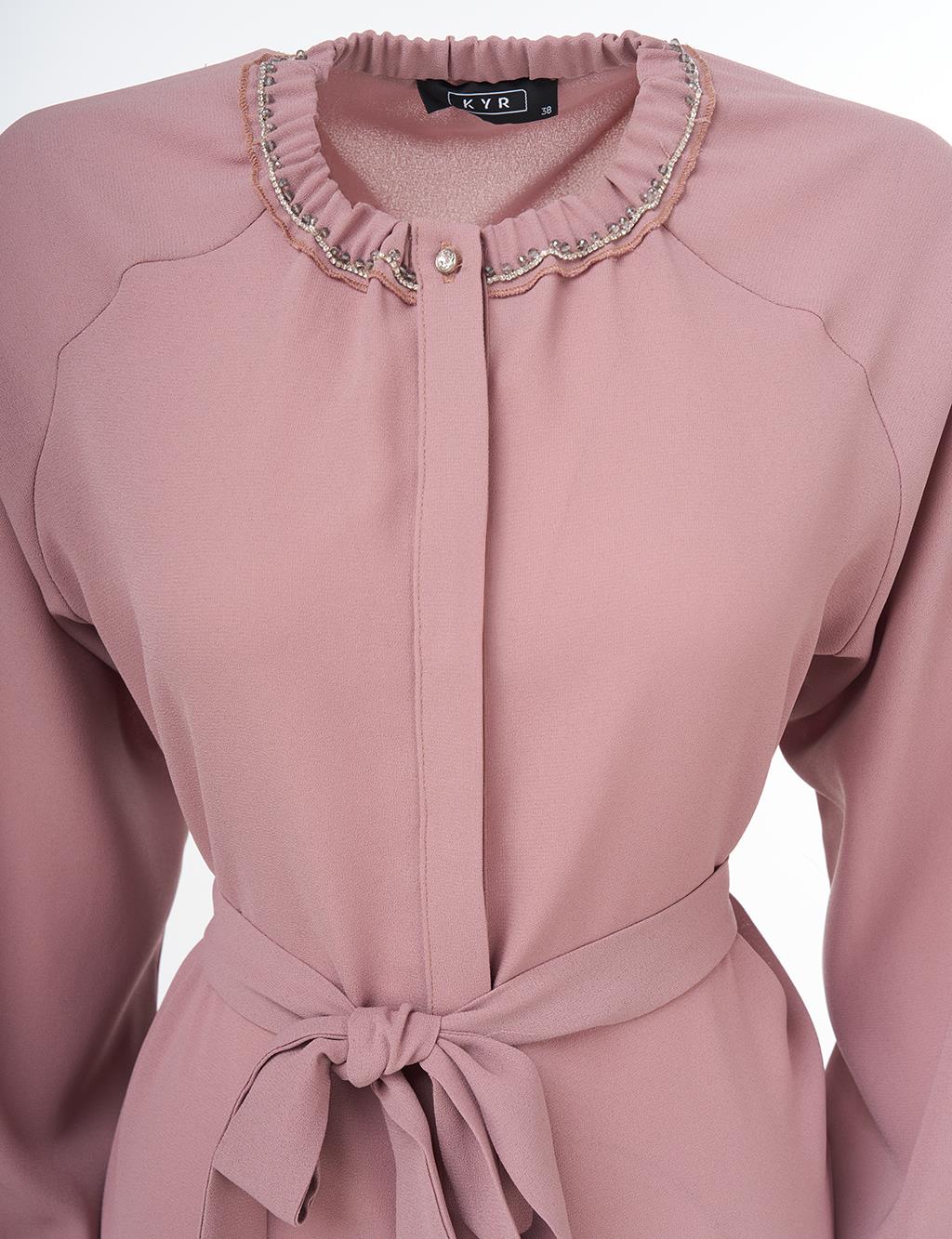 Stone Detailed Crew Neck Tunic Mink