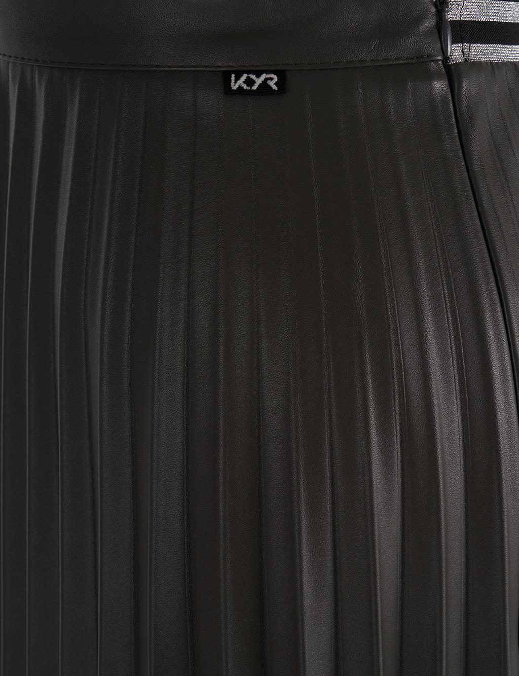 Belted Elasticated Pleated Faux Leather Skirt Smoked