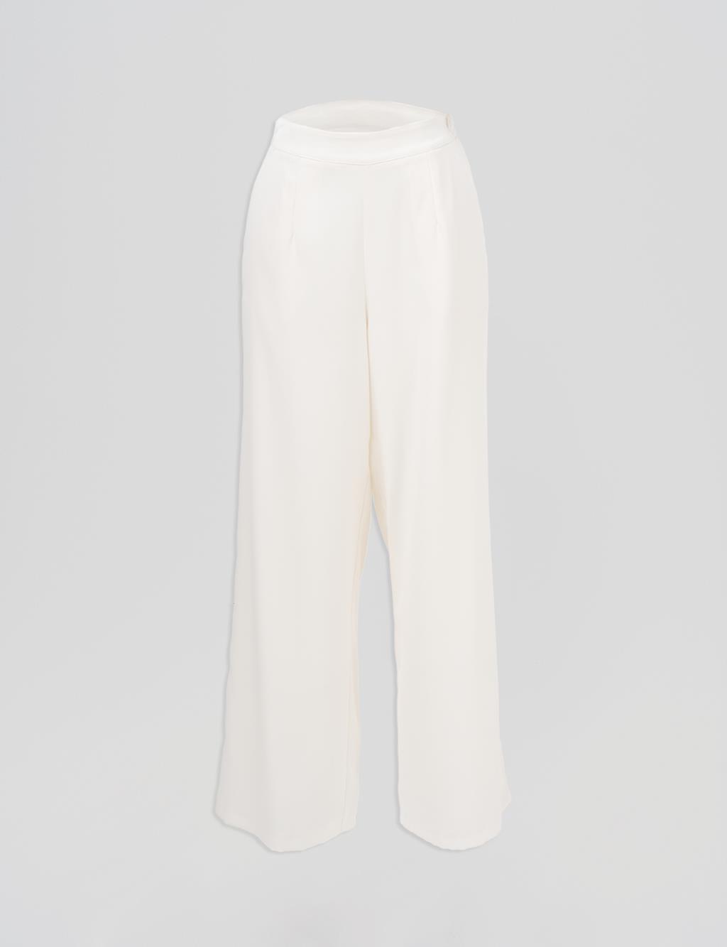 Tassel Detailed Satin Double Suit Ecru 