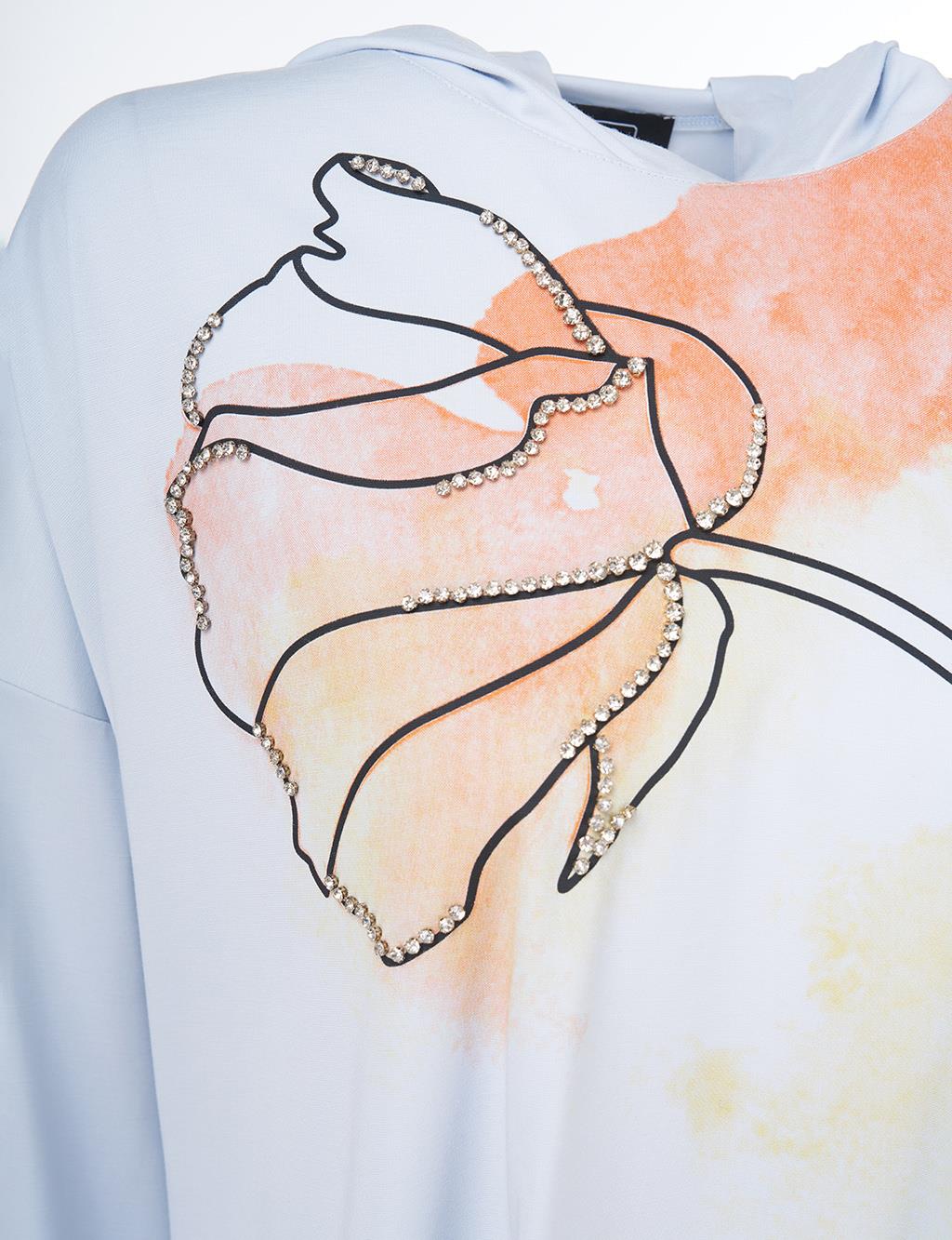 Hood Detailed Sweatshirt Blue 