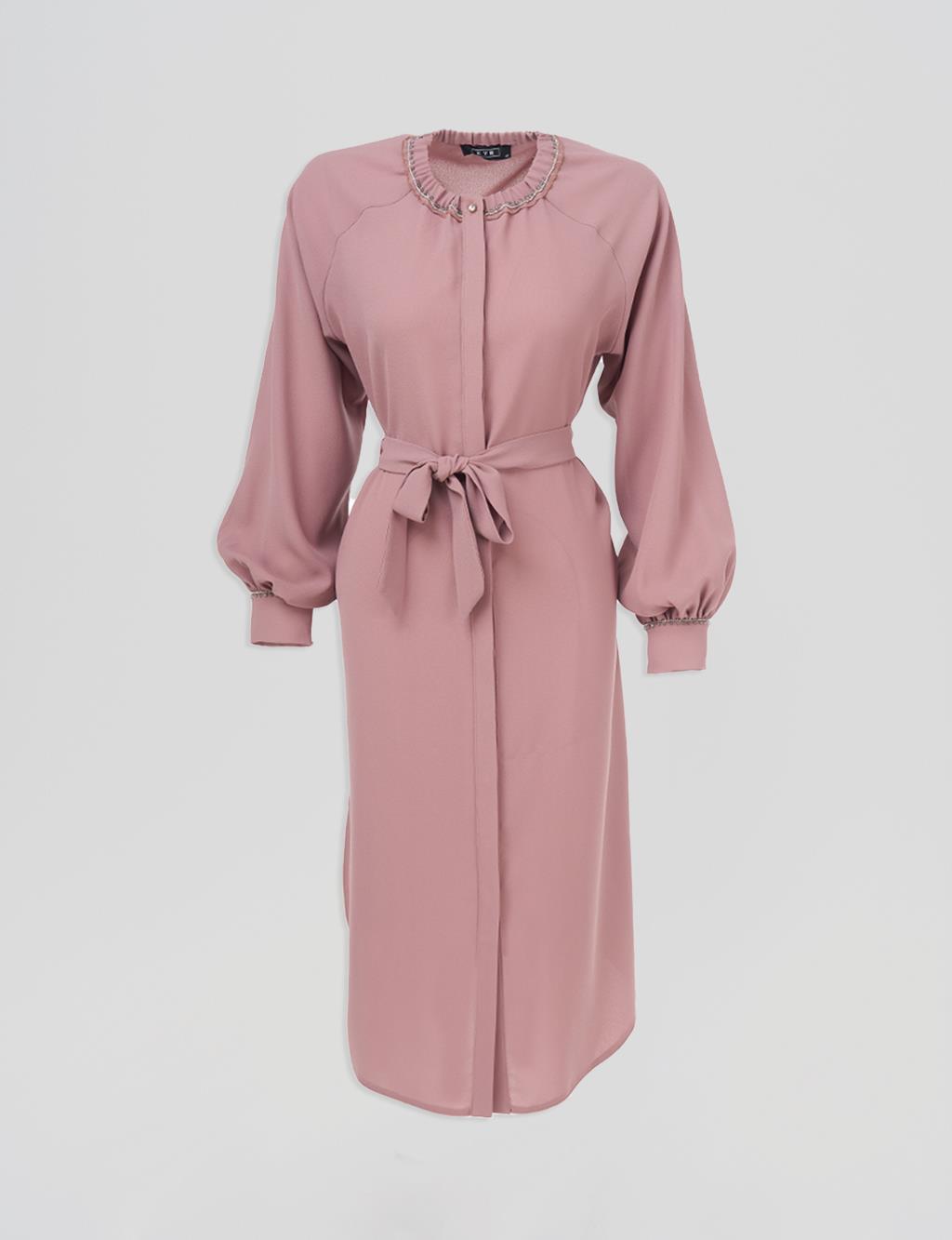 Stone Detailed Crew Neck Tunic Mink