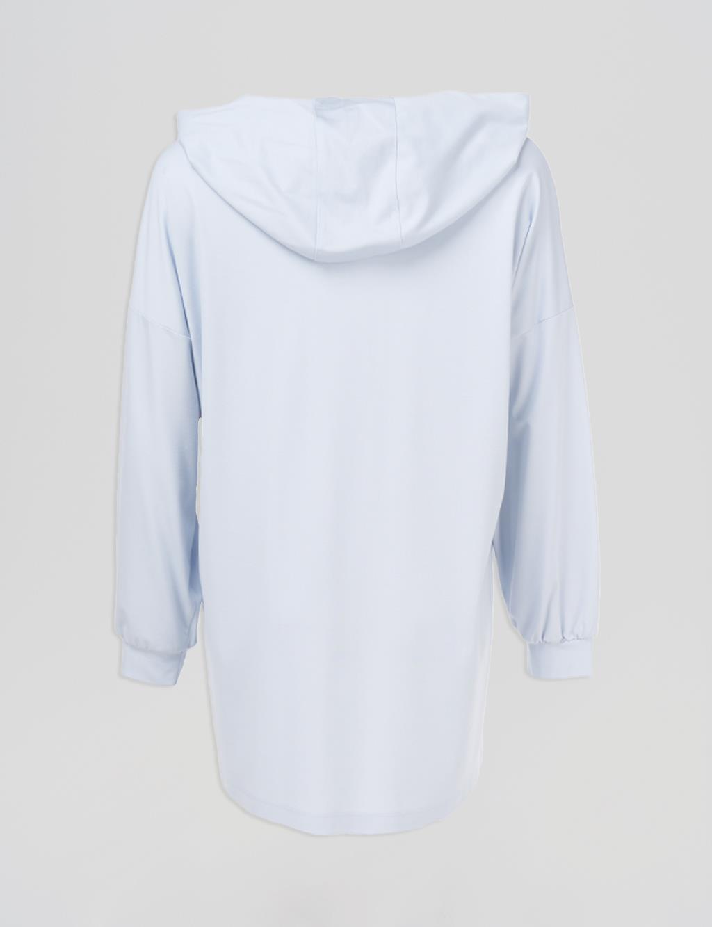 Hood Detailed Sweatshirt Blue 