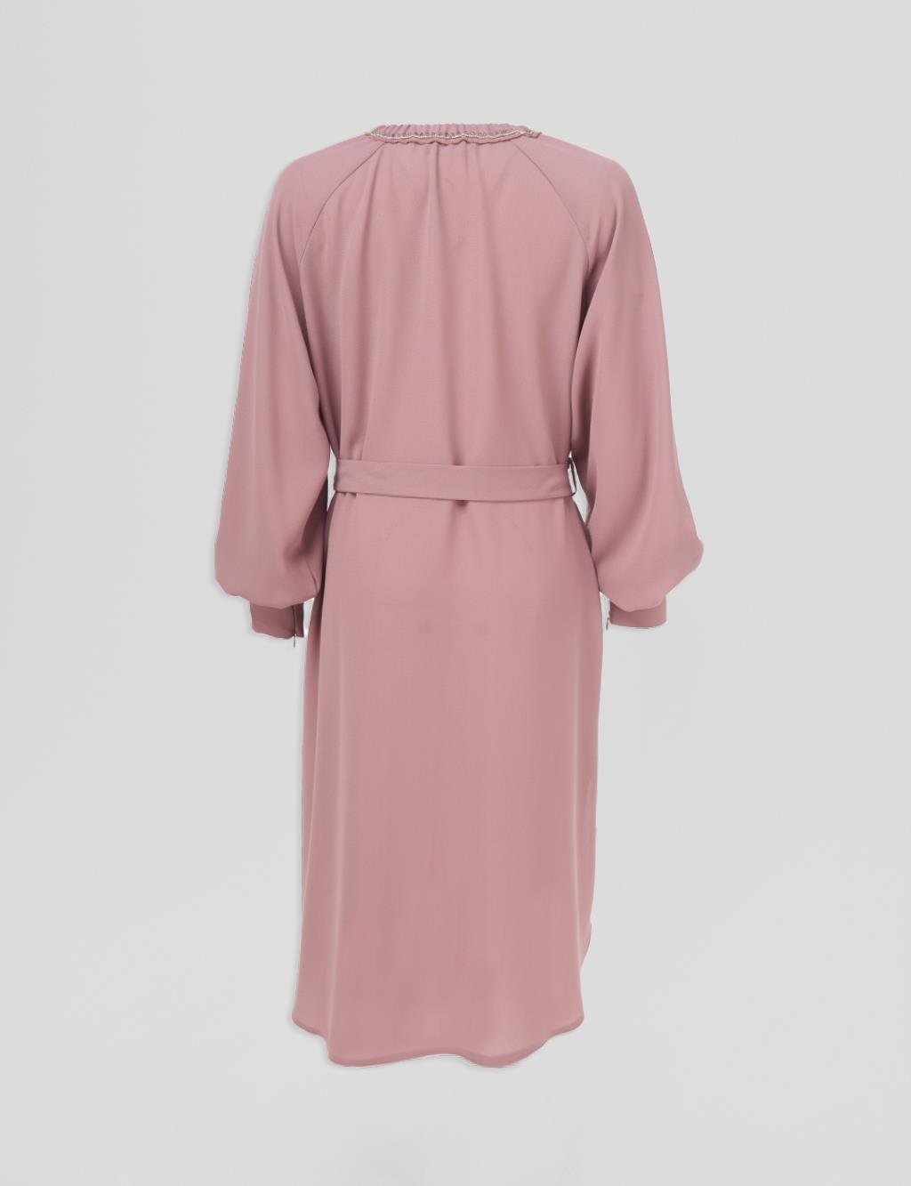 Stone Detailed Crew Neck Tunic Mink