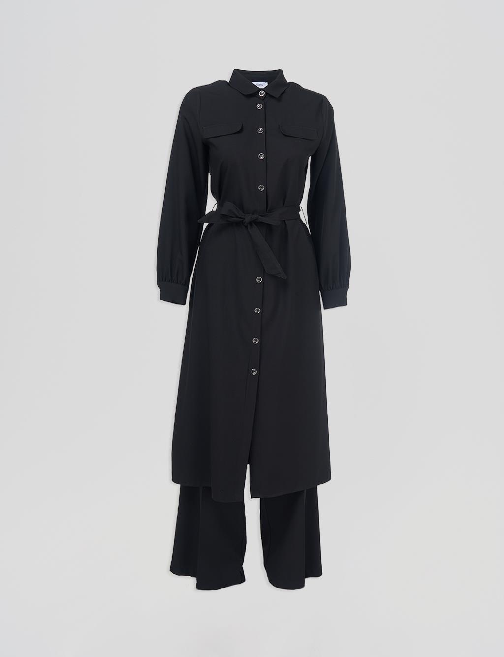 Double Set with Pocket Cover Black 