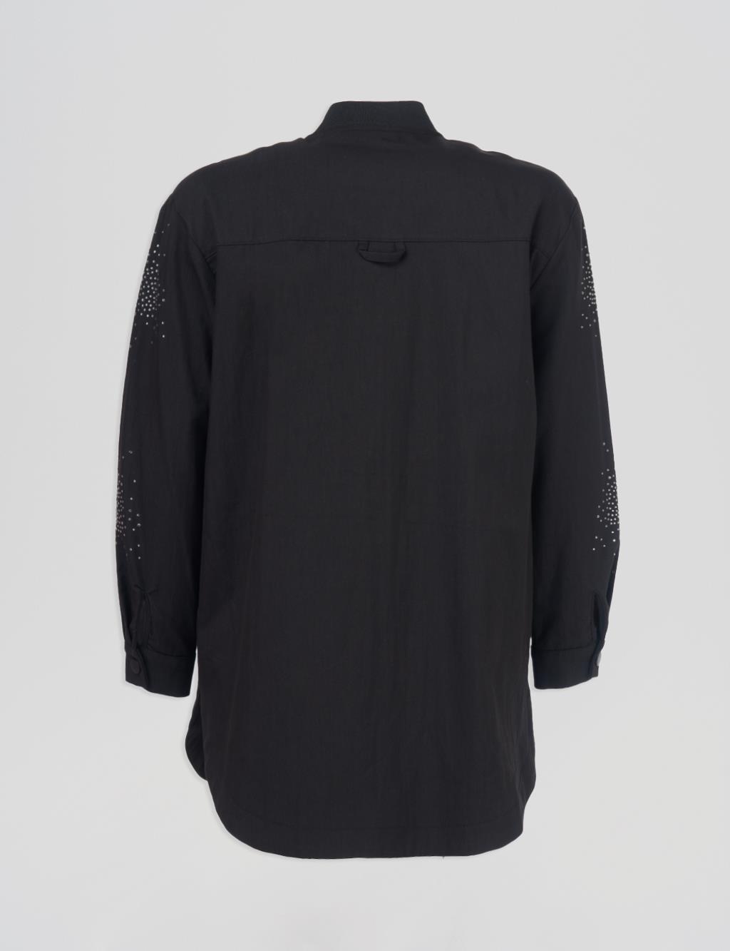Hotfix Printed College Collar Jacket Black