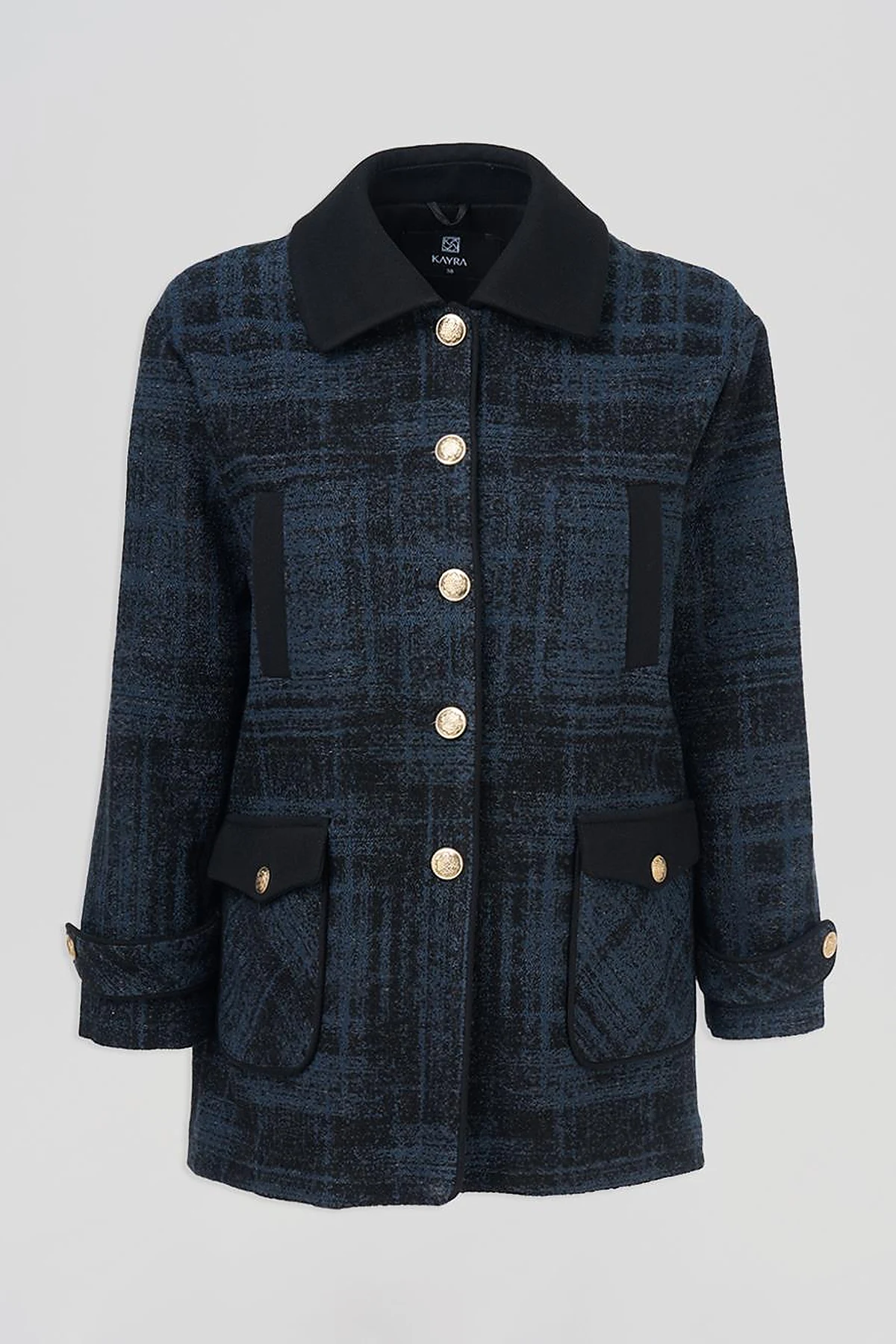 Gold Button Pocket Jacket Indigo