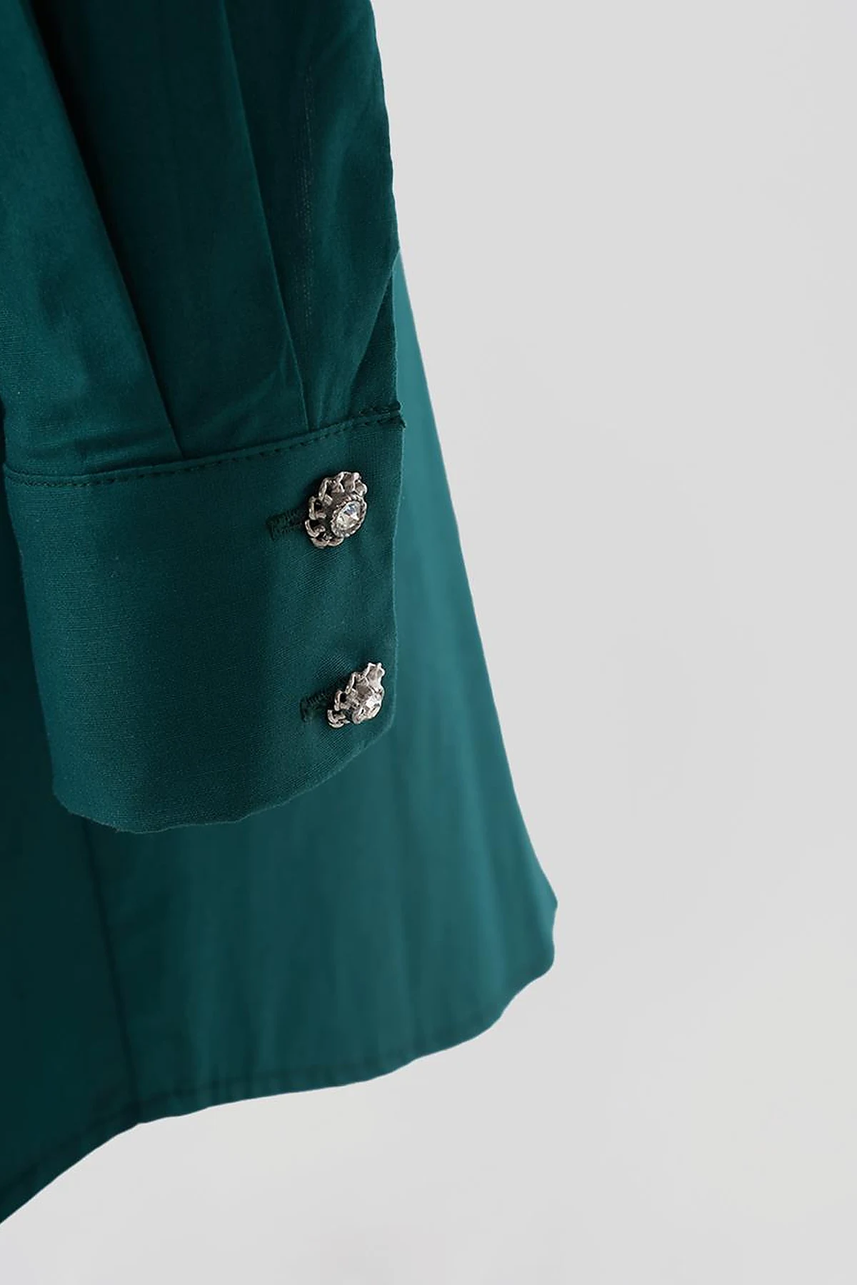 Stone Embroidered Cotton Tunic Emerald